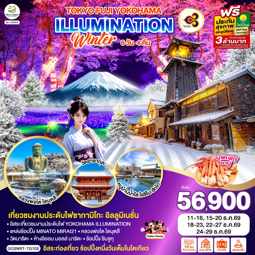 ทัวร์ญี่ปุ่น TOKYO FUJI YOKOHAMA ILLUMINATION WINTER 6วัน 4คืน (TG)